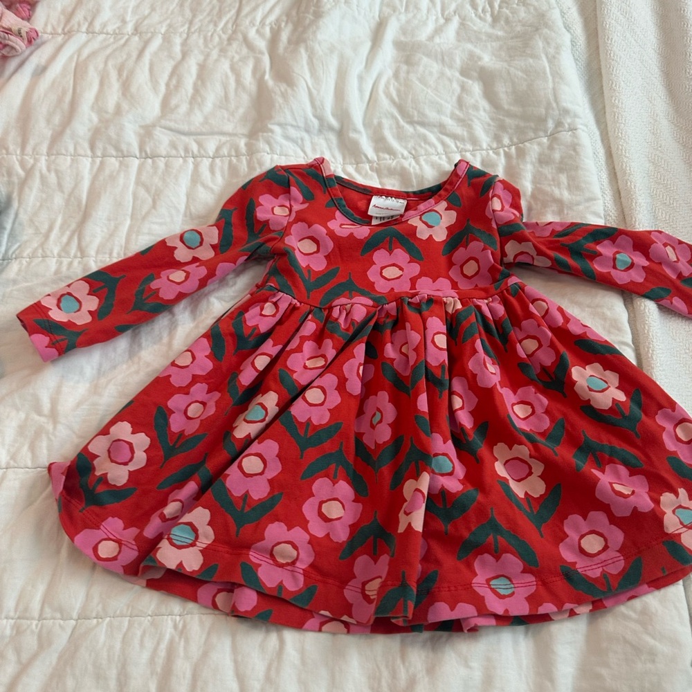 Hanna Andersson Red and Pink Floral Kids Dress 12-18 months